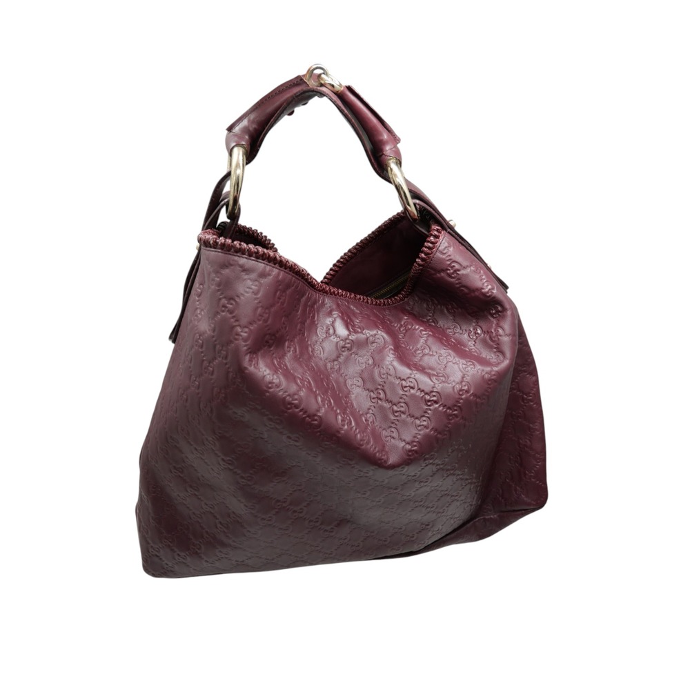 GUCCI Large Guccissima Leather Horsebit Chain Hobo Bag Bordeaux Tom Ford Era